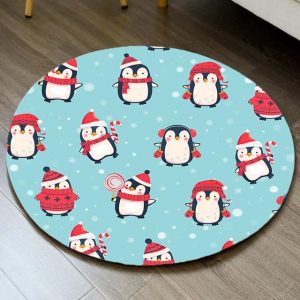 Tapis Rond Pingouin De Noël