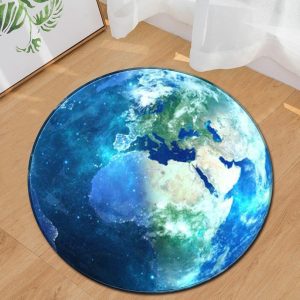 Tapis Rond Planète Bleu