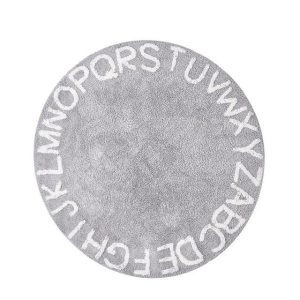 Tapis Rond Alphabet Gris