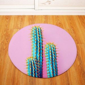 Tapis Rond Design Cactus