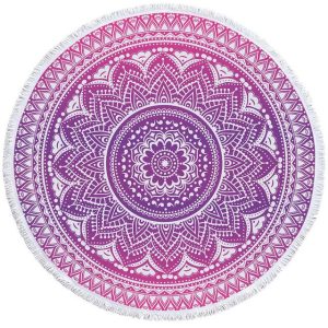 Tapis Rond Mandala Rose Pastel