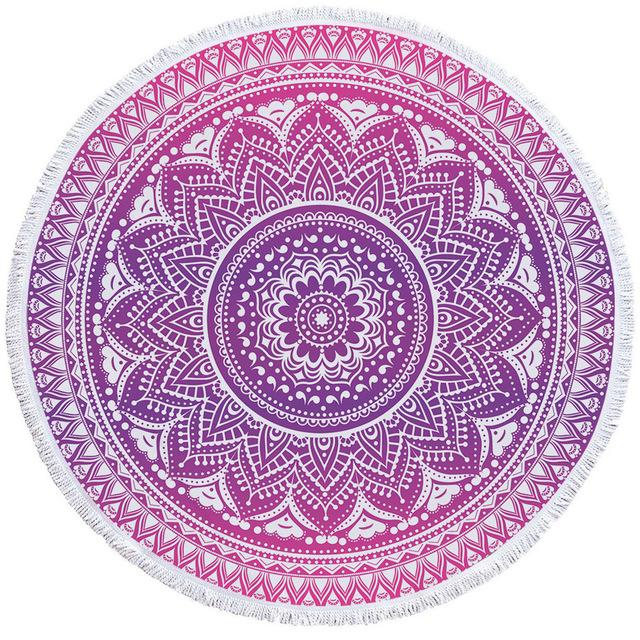 Tapis Rond Mandala Rose Pastel