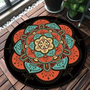 Tapis Rond Rouge Et Noir