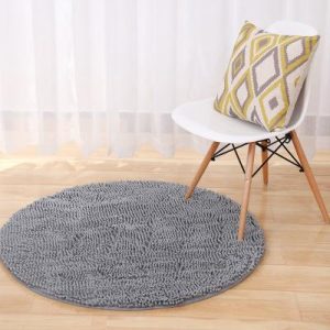 Tapis Rond Shaggy Gris