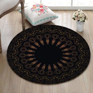 Tapis Rond Style Mandala Noir
