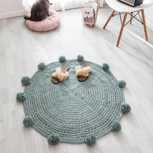 Tapis Rond Crochet Vert