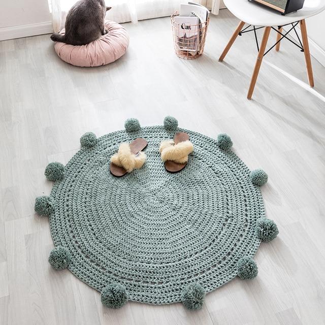 Tapis Rond Crochet Vert
