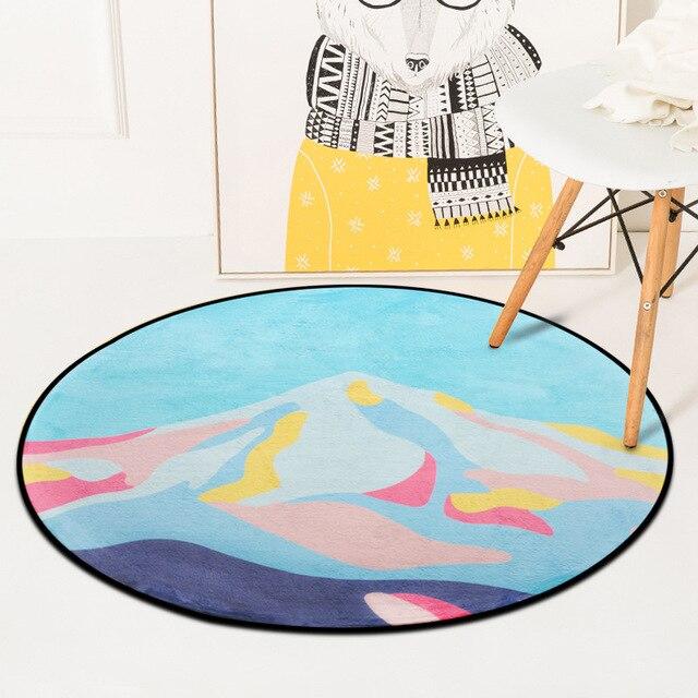 Tapis Rond Montagne Turquoise