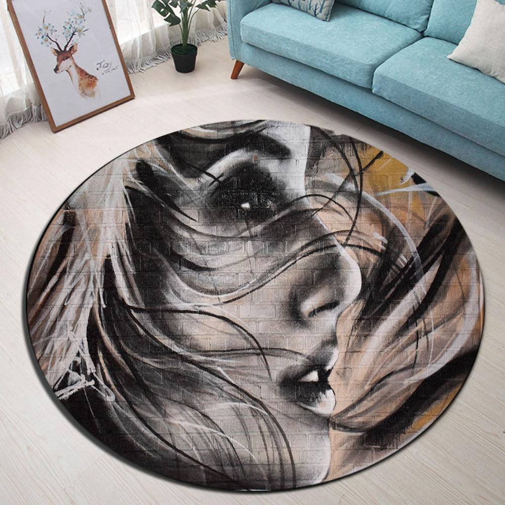 Tapis Rond Visage De Femme