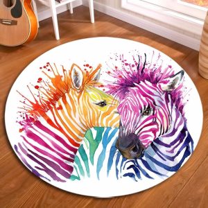 Tapis Rond Zèbre Multicolore