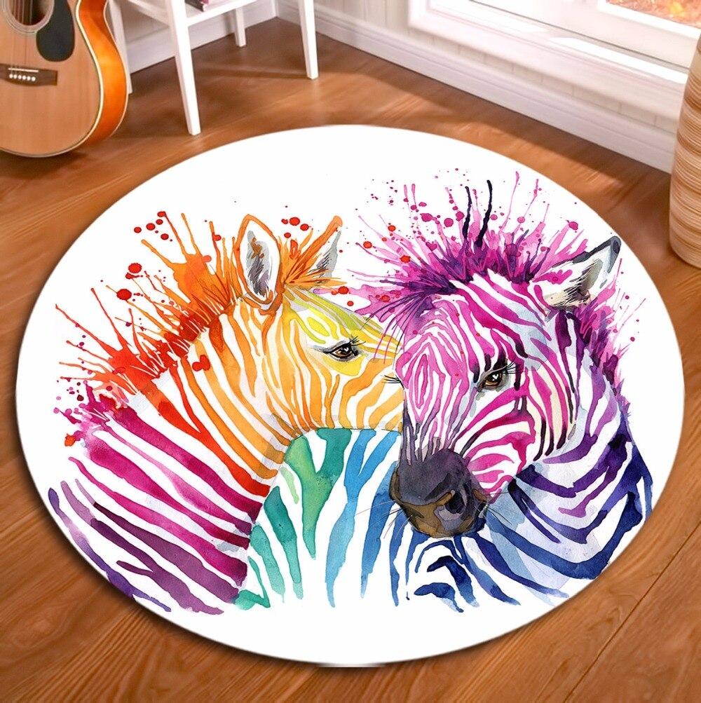 Tapis Rond Zèbre Multicolore