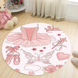 Tapis Rond Rose Fille