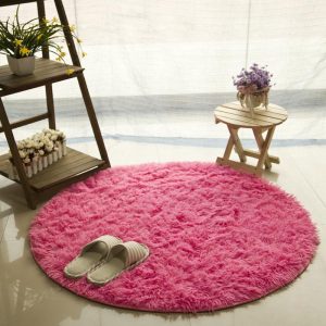 Tapis Rond Shaggy Rose