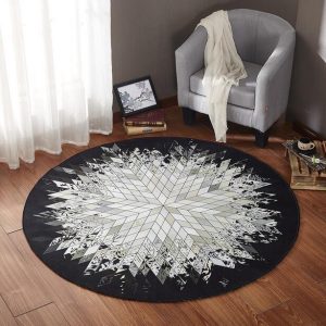 Tapis Rond Scandinave Noir et Blanc