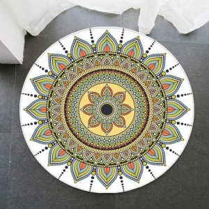 Tapis Rond Mandala Blanc Harmonie
