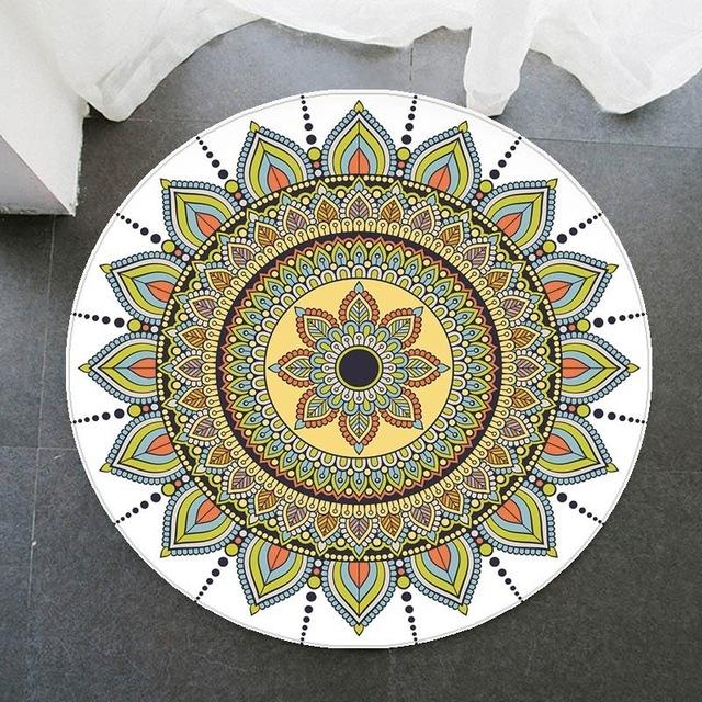 Tapis Rond Mandala Blanc Harmonie
