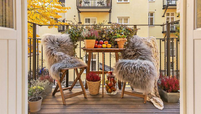 Terrasse fruit et fourrure rustique