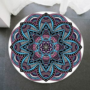 Tapis Rond Mandala Avec Fleur