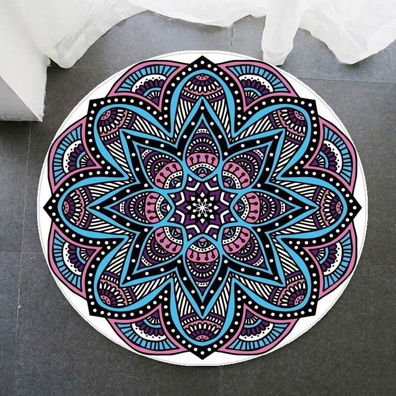 Tapis Rond Mandala Avec Fleur